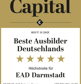 Auszeichnung für den EAD im Rahmen der Umfrage "Beste Ausbilder Deutschlands"